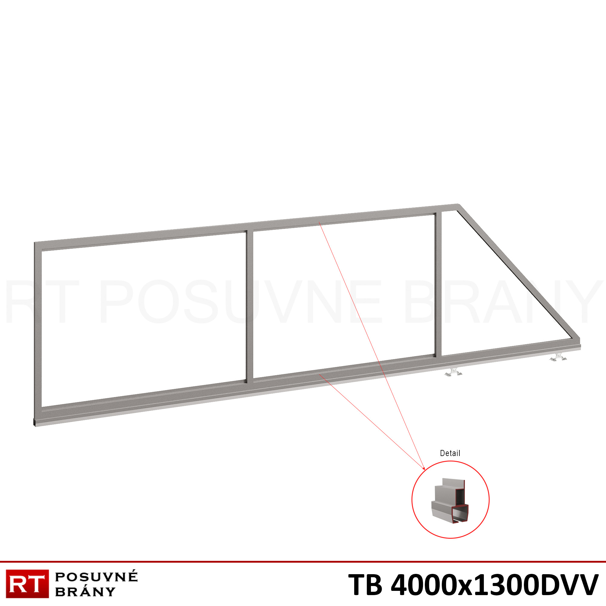 Typizovaná posuvná brána s prípravou pre doskovú výplň 4000x1300mm