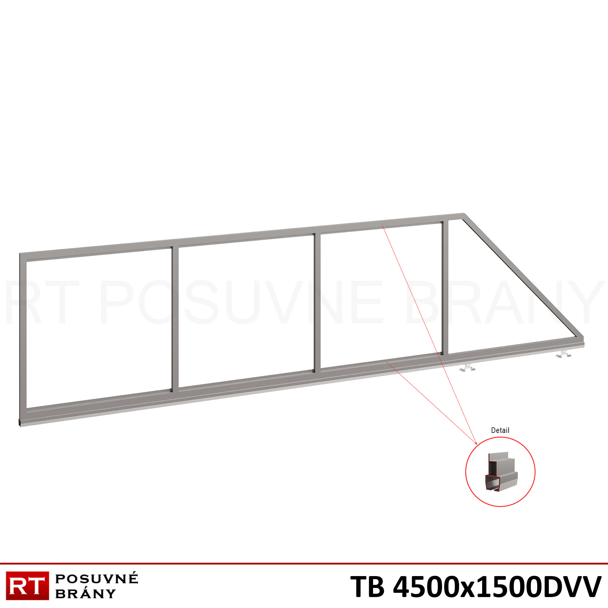 Typizovaná posuvná brána s prípravou pre doskovú výplň 4500x1500mm