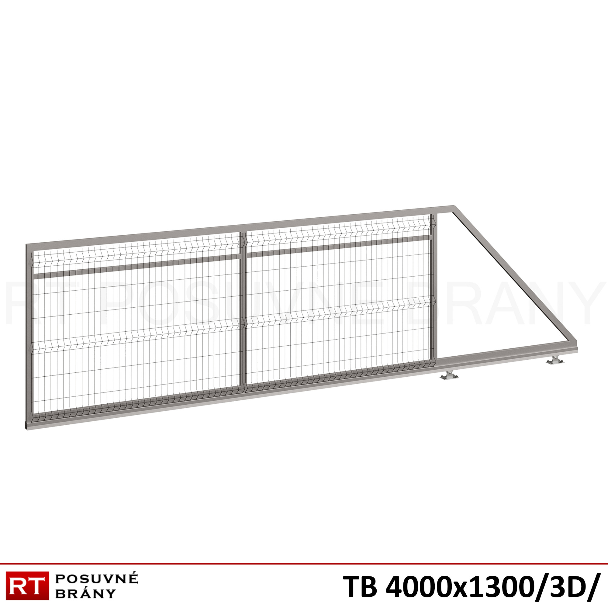 Typizovaná posuvná brána s výplňou 3D panel 4000x1300mm