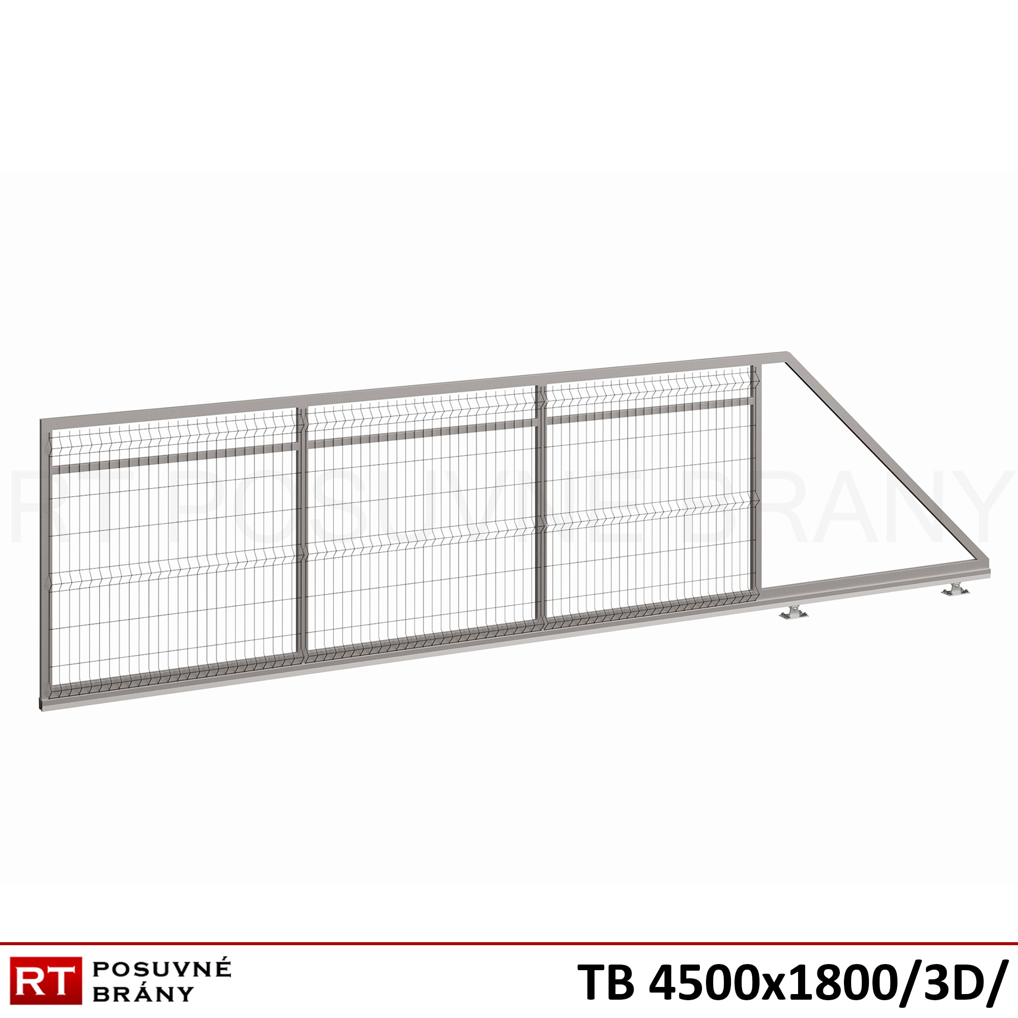Typizovaná posuvná brána s výplňou 3D panel 4500x1800mm